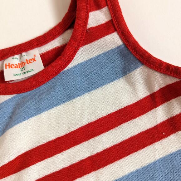 Vintage Healthtex Tank Top Boys Size 18-24m Red Ringer Stripe - Picture 2 of 5
